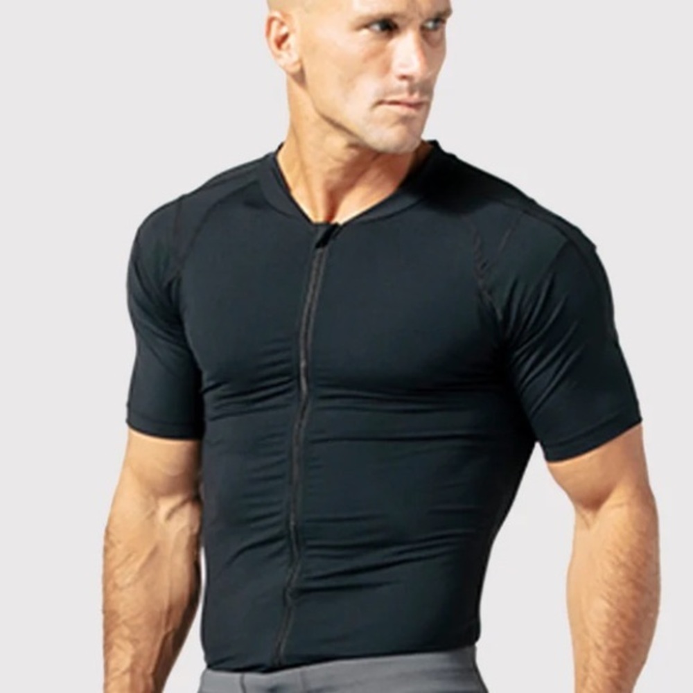 🥑 DFND 3/4 zip men's short sleeve compression shirt black large